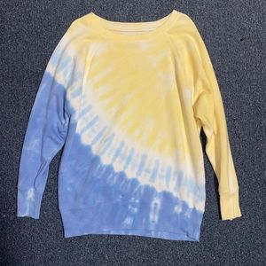 Blue and Yellow Tie Dye Crew Neck